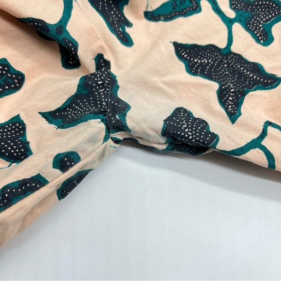 Ulla Johnson Melati Green and Black Print on a Pink Background-Lantern Sleeves-8 - Picture 15 of 16